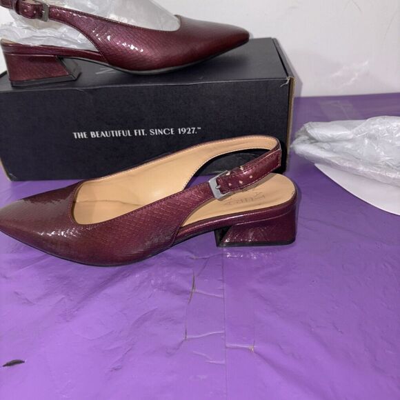 Naturalizer Womens Banks Slingback Pump Cabernet Sauvignon Red Lizard Leather 6W - Picture 6 of 8